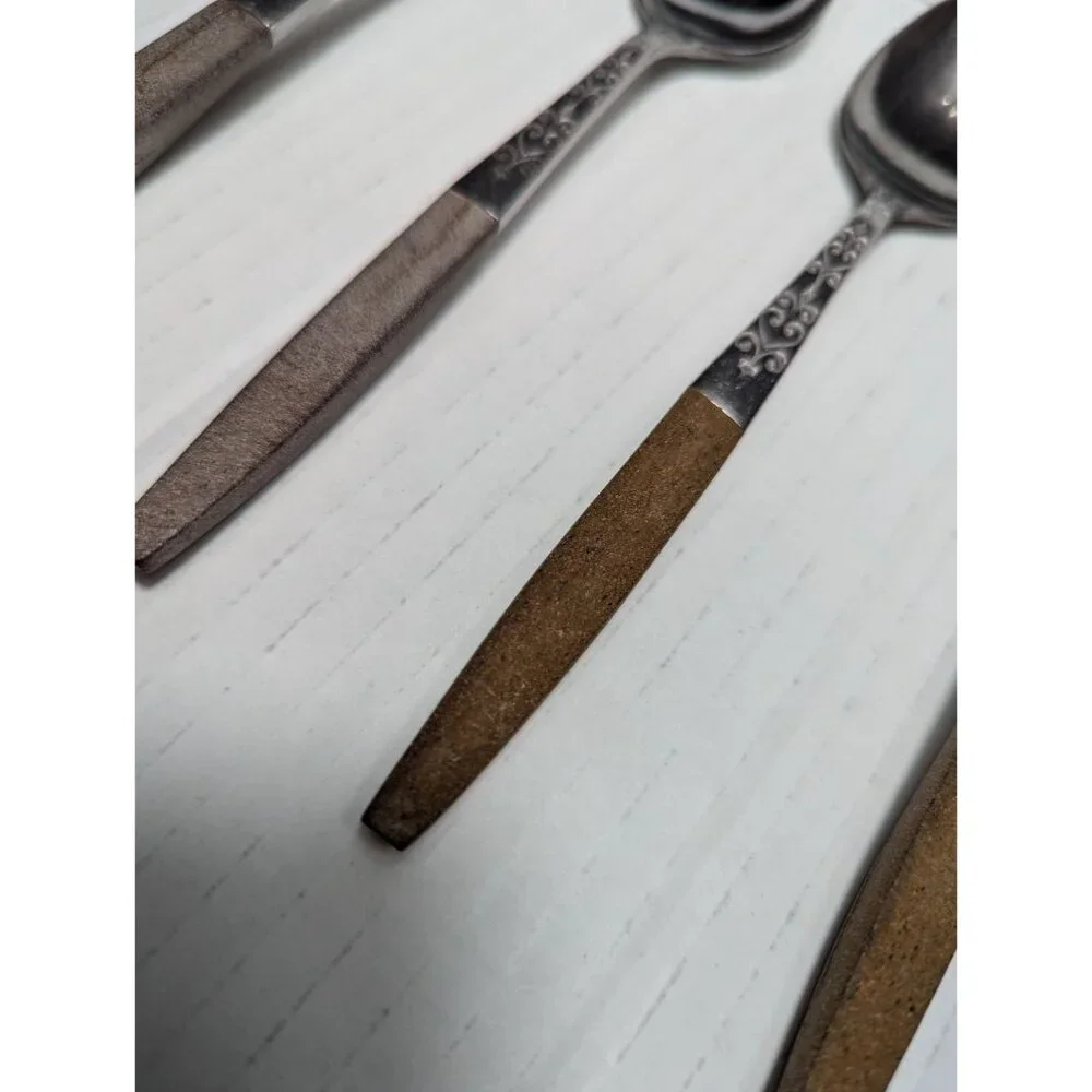 Interpur INR2 Spoons set of 1Tablespoon 3 teaspoons brown handle Japan‎ SS